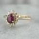 Vintage Ruby Halo Ring with Rich Red Center Stone YD55C7-P