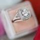2.40 CT Engagement Bridal Set Ring & Band Round Cut Double halo 14k SOLID White Gold