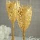 Gold Wedding Champagne Flutes Wedding Champagne Glasses Gatsby Style Wedding Toasting Flutes Gold Wedding Set of 2