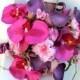 Hot Pink Brides bouquet ~ Orchid Calla Cherry blossom Silk Wedding Flowers
