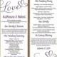 DIY Wedding Program Template - Eggplant Purple "Love" Heart Printable - Tea Length Program - Order of Service - Calligraphy Program