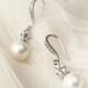 Pearl Bridal Earrings Pearl Wedding Jewelry Bridesmaid Gift June Birthstone White Pearl Drop Earrings Bridal Party Gifts Bridal Jewerly