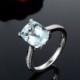 Natural Aquamarine Ring Cushion Cut Aquamarine Diamond Accent Ring in 14K White Gold March Birthstone Ring Diamond Engagement Wedding Ring