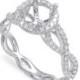 6.5mm Diamond Braided Twisted Shank Engagement Ring Semi Mount 14k White Gold, 18k or Platinum Wedding Ring Styles, No Center Stone, Designs