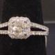 Halo Diamond Ring With Split Shank All Natural Diamonds 18k White Gold