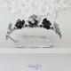 Bridal crown Silver Black wedding tiara Black roses headpiece Fairy Black Queen Festiv hair accessories  Bohemian rhinestones crown