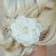 White or Ivory Bridal Fascinator, Wedding Head Piece, Bridal Hair Clip, Wedding Fascinator, Bridal Hairpiece, Floral Hair Clip, Wedding