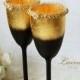 Gold Art Deco Gatsby Style Wedding Champagne Flutes Wedding Champagne Glasses Gatsby Style Wedding Toasting Flutes Gold and Black Wedding