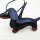 Leather  Dachshund Bag Charm Accessories for bag Black and tan Cute Gift Animals Dog Leather cord