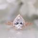 Rose Gold Art Deco Ring-Art Deco Ring-Art Deco Engagement Ring-2.70 ct.tw Pear Cut Diamond Simulants-925 Sterling Silver [6253RG-1]