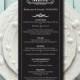 Retro Wedding Menu, Black White Menu Card Template, Dinner Menu, Elegant Ceremony, Editable PDF, Printable, Digital, Instant Download E03B