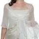 Promo Sale Bridal Cascade Ruffle Silk Wrap Scarf. Sheer Fine Silk in Natural White Color.