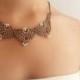 Wedding necklace Bridal jewelry Gold pearl necklace Crochet choker