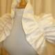 Ivory silk and crystal Bridal Wedding Wrap Collar Ruffled Shrug.