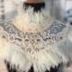 Lace and Ostrich Feather Cream Capelet Victorian, Steampunk
