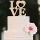 LOVE Wedding Cake Topper Rustic Custom Cake Topper Personalized Wood Cake Topper Silver Cake Topper