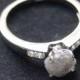 Natural white Diamond Ring-Gray rough diamond Ring- uncut diamond -White raw diamond ring 925 Sterling silver wedding Ring- conflict Free
