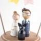 Cake Topper with Pet - rustic wedding cake topper - peg people cat cake topper - wooden topper with cat - wedding cake topper with cat