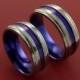 Titanium and Purple Anodized Matching Ring Set Custom Made Bands to Any Sizing and Finish 3-22