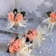 Coral roses cake serving  and toasting glasses (4 pcs)