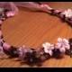 32 Flower Dual Color Bridal Bridesmaid Flower Girl Communion Floral Ribbon Crown Halo Head Piece Wreath Garland Pink Brown C-Cheryl