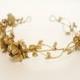Gold flower crown, Golden floral circlet, Bridal headpiece, Grecian wedding crown, Bridal crown, Woodland, Gold wedding, Wedding Hair