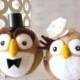 Felted Wedding Cake Topper - Needle Felted Hoot Couple - Wool Owls -