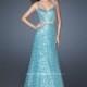 Modest Straps V-neck Floor-length Empire 2013 Spaghetti Blue Sequin Evening/celebrity/pageant Dress La Femme 19136 - Cheap Discount Evening Gowns