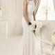 Elegant A-line Bateau Straps Beading Sweep/Brush Train Chiffon Wedding Dresses - Dressesular.com