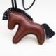 Keychain Horse Bag Charm Leather Accessories Brown Cute Gift Animals Key fob Leather Cord