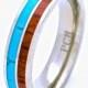 Titanium Wedding Ring with Hawaiian Koa Wood and Turquoise Inlay 6mm Comfort Fit