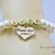 Gold Name Flower Girl Bracelet, Wedding Jewelry, Personalized, Custom, Pearl Bracelet, Monogram, Name Bracelet, Children's Bracelet