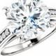 10mm Forever One Moissanite & Diamond Engagement Ring 14k 18k or Platinum, Moissanite Bridal Wedding Gifts for Christmas