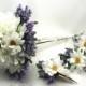 Daisies and Lavender Bridal Package, White and Purple Wedding Flowers, Bride and Groom Florals