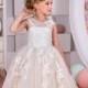Ivory and Blush Tulle Flower Girl Dress - Birthday Wedding Party Holiday Bridesmaid Ivory and Blush Tulle Flower Girl Dress 15-027