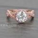 1.90 CT Round Cut Engagement Ring band in Solid 14k or 18k Rose Gold Bridal