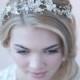 Floral Wedding Headband, Gold Bridal Headband, Flower Crown, Rhinestone Headband, Floral Headpiece, Bride Headband,Flower Headpiece ~TI-3263