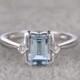 1.02ctw Aquamarine Engagement ring,VS Diamond wedding band,14K Gold,Gemstone Promise Ring,Bridal Ring,Emerald Cut IF Blue Aquamarine,Prong