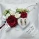 Personalized wedding ring cushion pillow with rings holder box