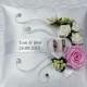 Personalized wedding ring cushion pillow with rings holder box