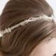 Bridal Headband, Bridal Ribbon Headband, Wedding Hair Accessory, Rhinestone Ribbon Headband