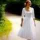 Miss Judith's Swiss Dot Garden Wedding Dress ~ in cotton swiss dot with pockets ~ full circle skirt ~ sleeves and deep u-neckline