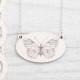 Butterfly necklace, Wooden White Pendant, Boho Jewelry