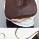 Brown leather hobo bag. Medium size leather purse. Brown leather shoulder bag.