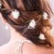 Ivory Rosebud Hairpins, Rosebud Bridal Hair Pins, Engagement Party Gift Idea
