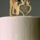 Bride and Groom Wedding Cake Topper with two cats - Mr and Mrs Wedding Cake Topper - Rustic Wedding Cake Topper - Silhouette Wedding Topper
