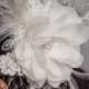 Bridal Hair Piece, Silk Flower and Lace, Netting and Tulle Accents, Birdcage Fascinator - Essence