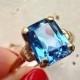Art Deco Cornflower Blue Sapphire 14K YG Engagement Solitaire September Birthstone Right Hand Ring! Vintage Estate Promise Gatsby Era Beauty