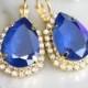 Royal Blue Earrings, Royal Blue Drop Earrings, Sapphire Earrings, Swarovski Blue Earrings, Bridal Earrings,Bridesmaids Earrings,Gift for her