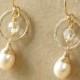 Gold bridal earrings, pearl drop earrings wedding, bridal earrings pearl, gold circle earrings - Ava